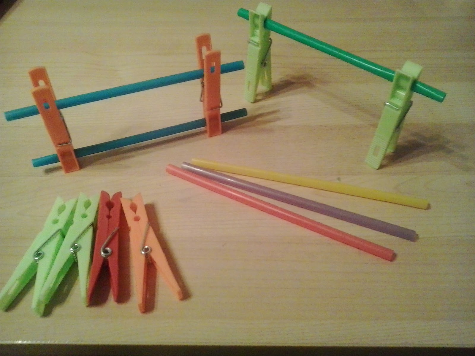 Barriers with straws and clothespins